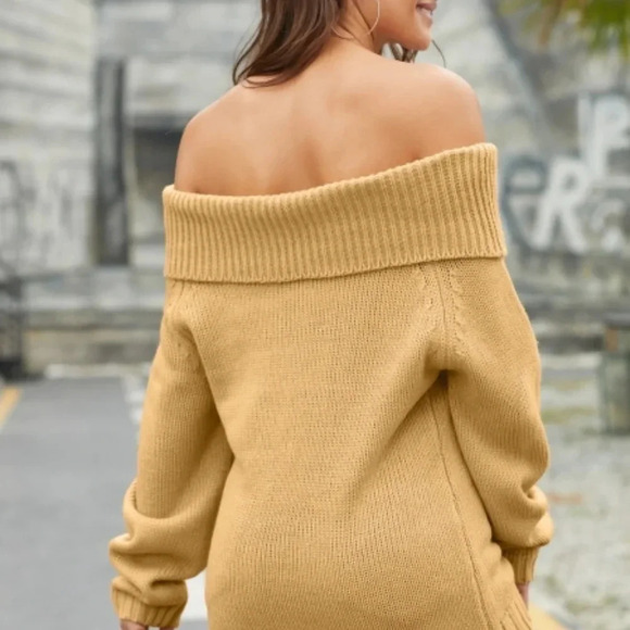 KHAKI NEW WOMENS RIBBED SWEATER TOP SHIRT WINTER FALL CASUAL TOPS SWEATERS SZ M - Picture 5 of 5